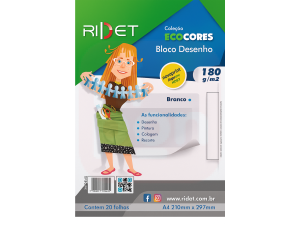 Bloco Desenho Ecocores A4 180gr 21x29,7 Cm 20fls Ridet